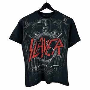 Mens Y2K Slayer World Painted Blood 2011 Rock Band Tour Graphic Shirt Size S